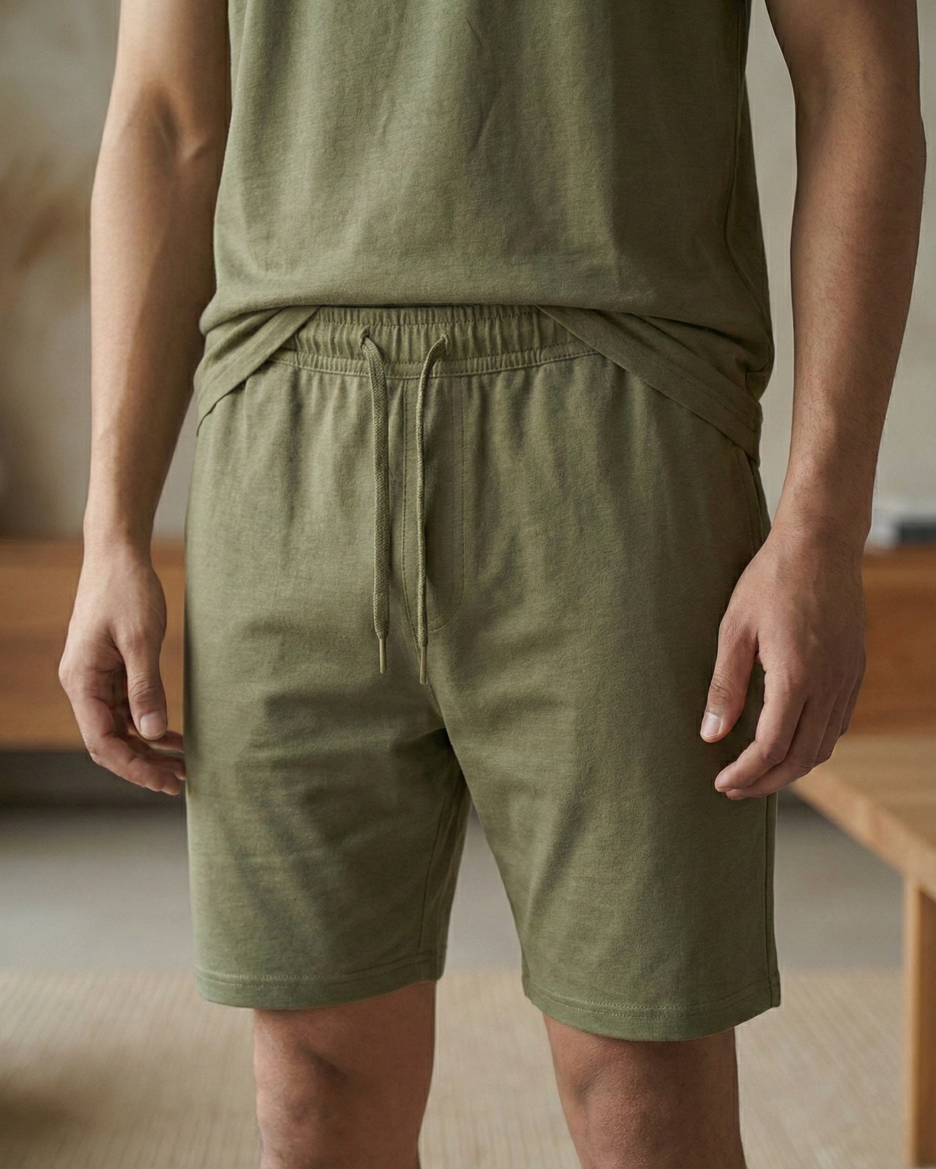 Hushy Bamboo Shorts (Olive Green)