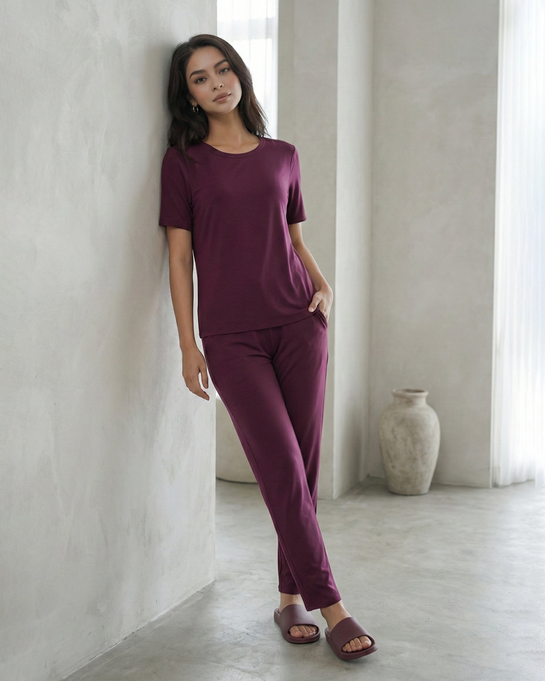Pearle Bamboo Pant (Purple Plum)