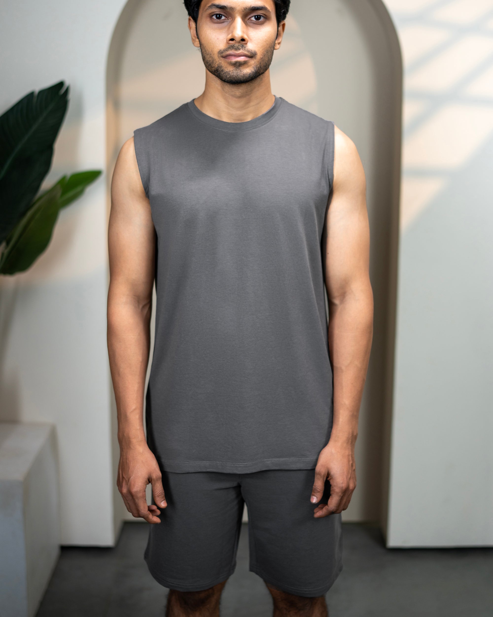 AirKnit Tee + Shorts (Stone Grey)