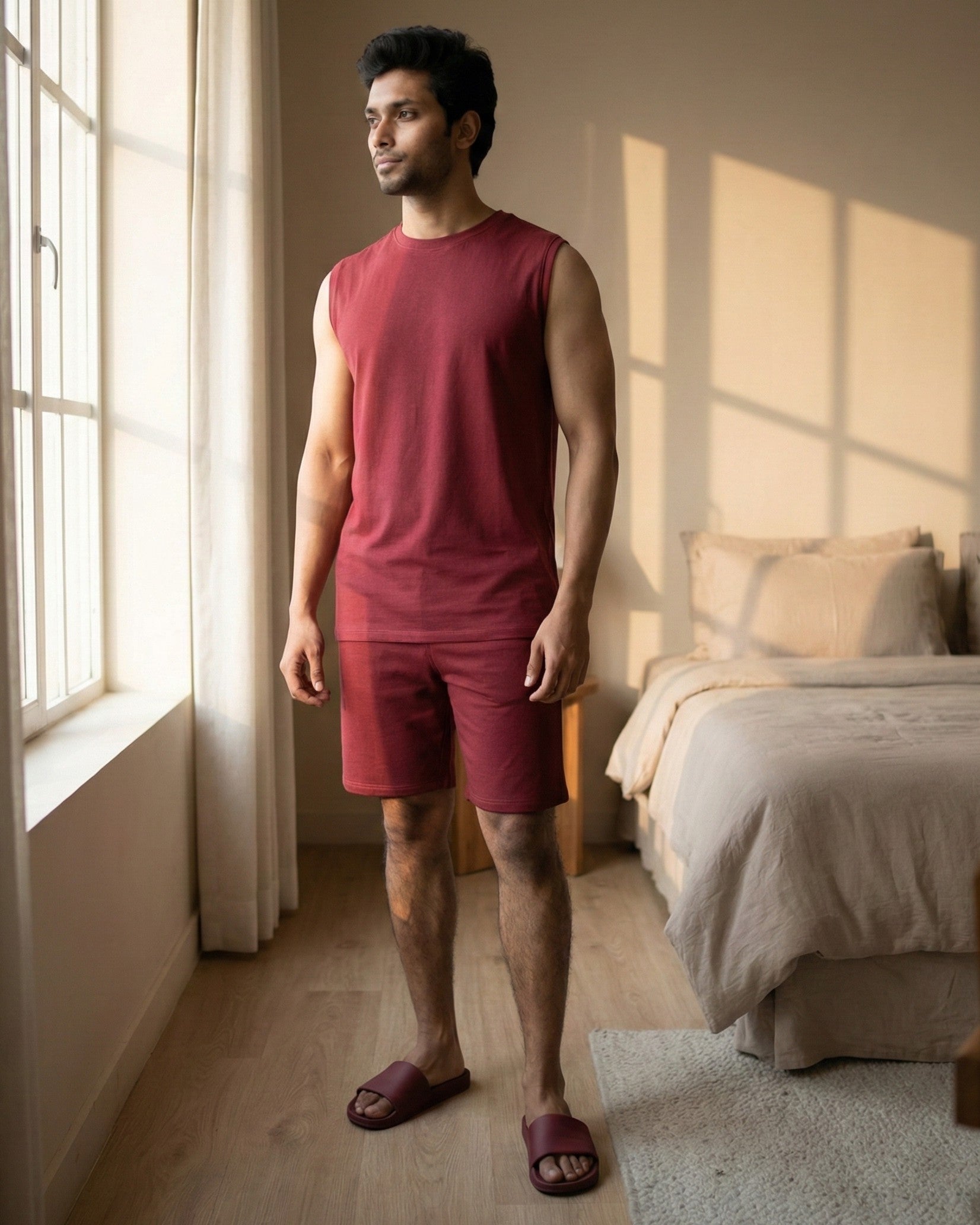 AirKnit Tee + Shorts (Wine Maroon)