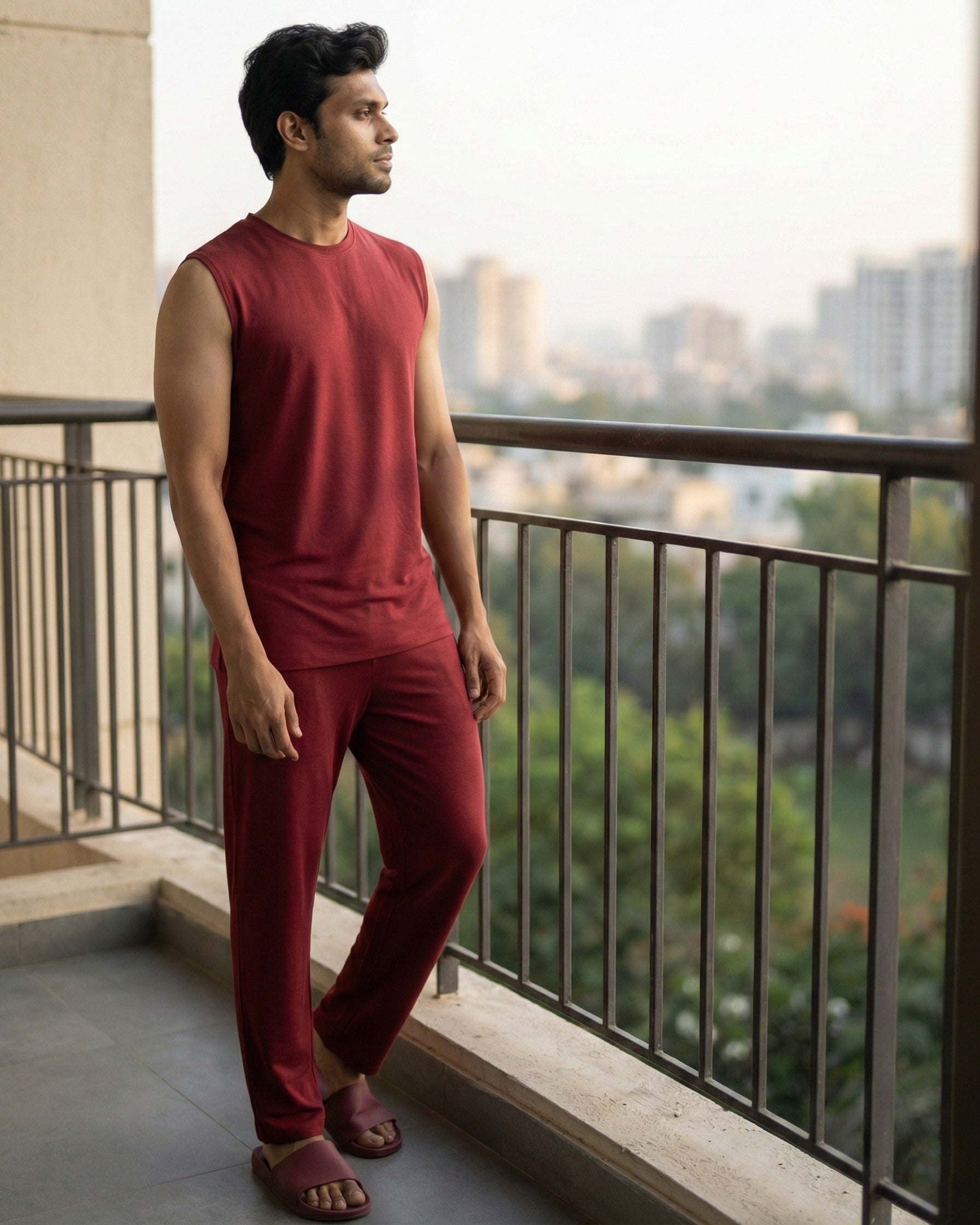 AirKnit Tee + Pant (Wine Maroon)