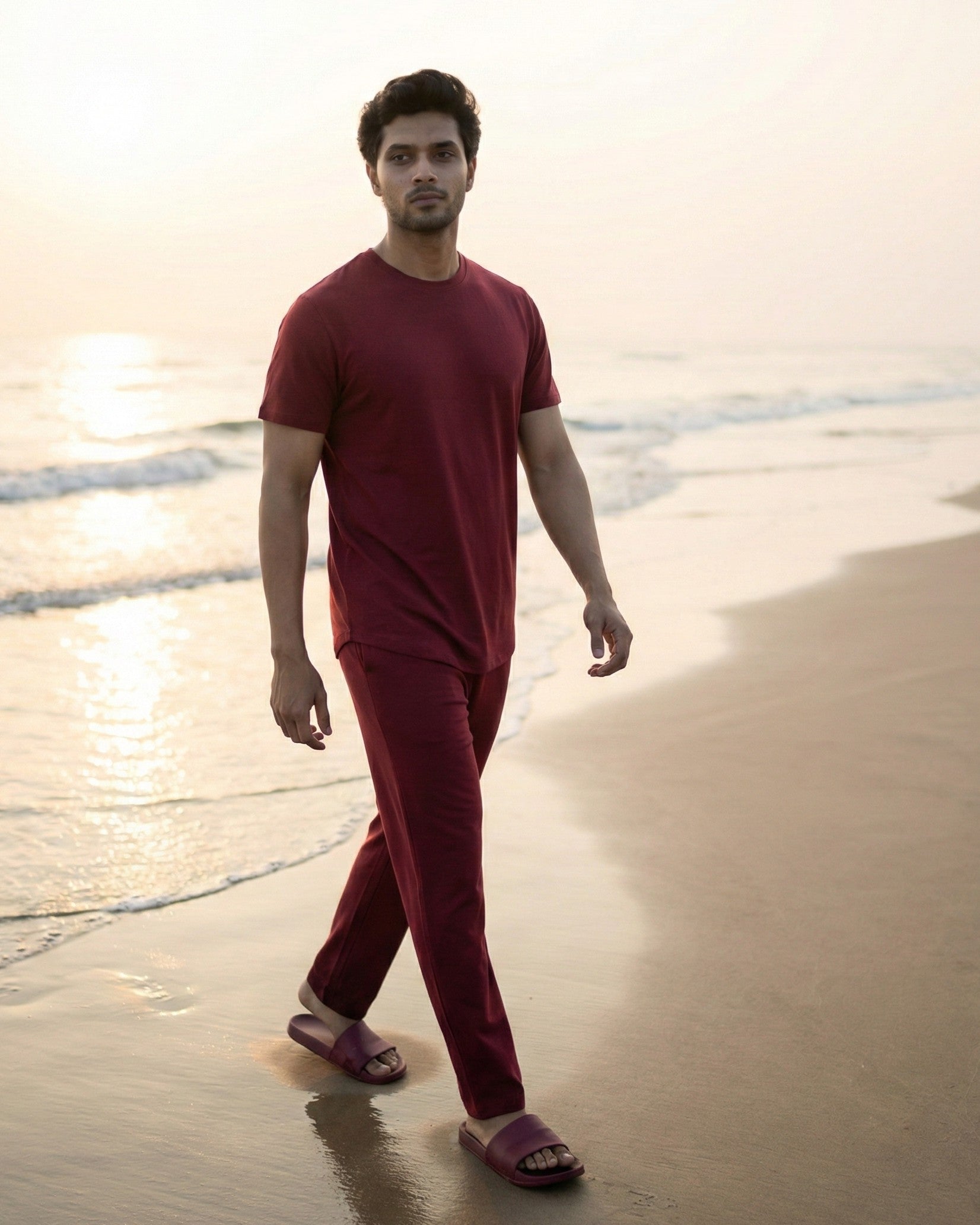 Cosmo T-Shirt + Pant (Wine Maroon)