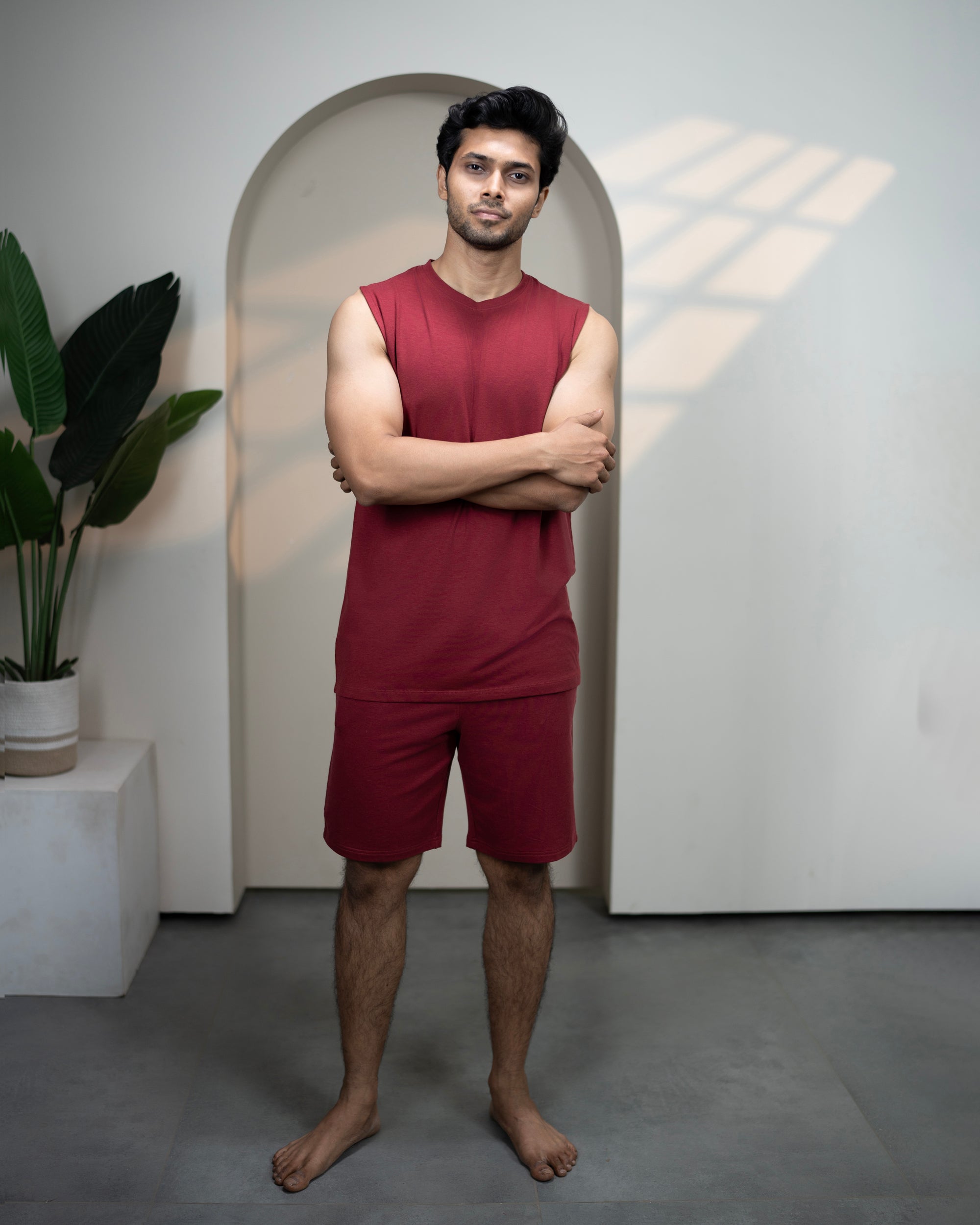 Hushy Bamboo Shorts (Wine Maroon)