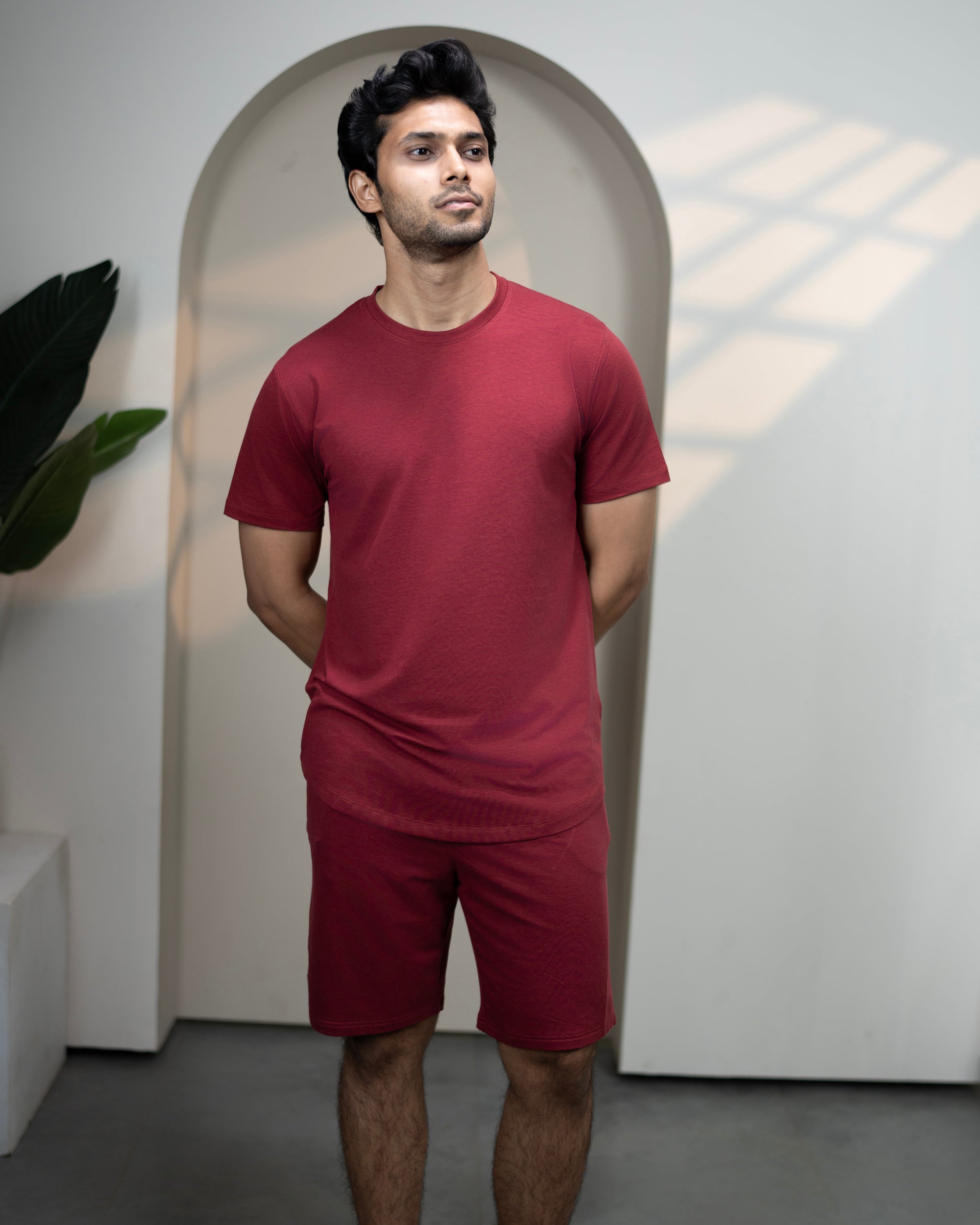 Hushy Bamboo Shorts (Wine Maroon)