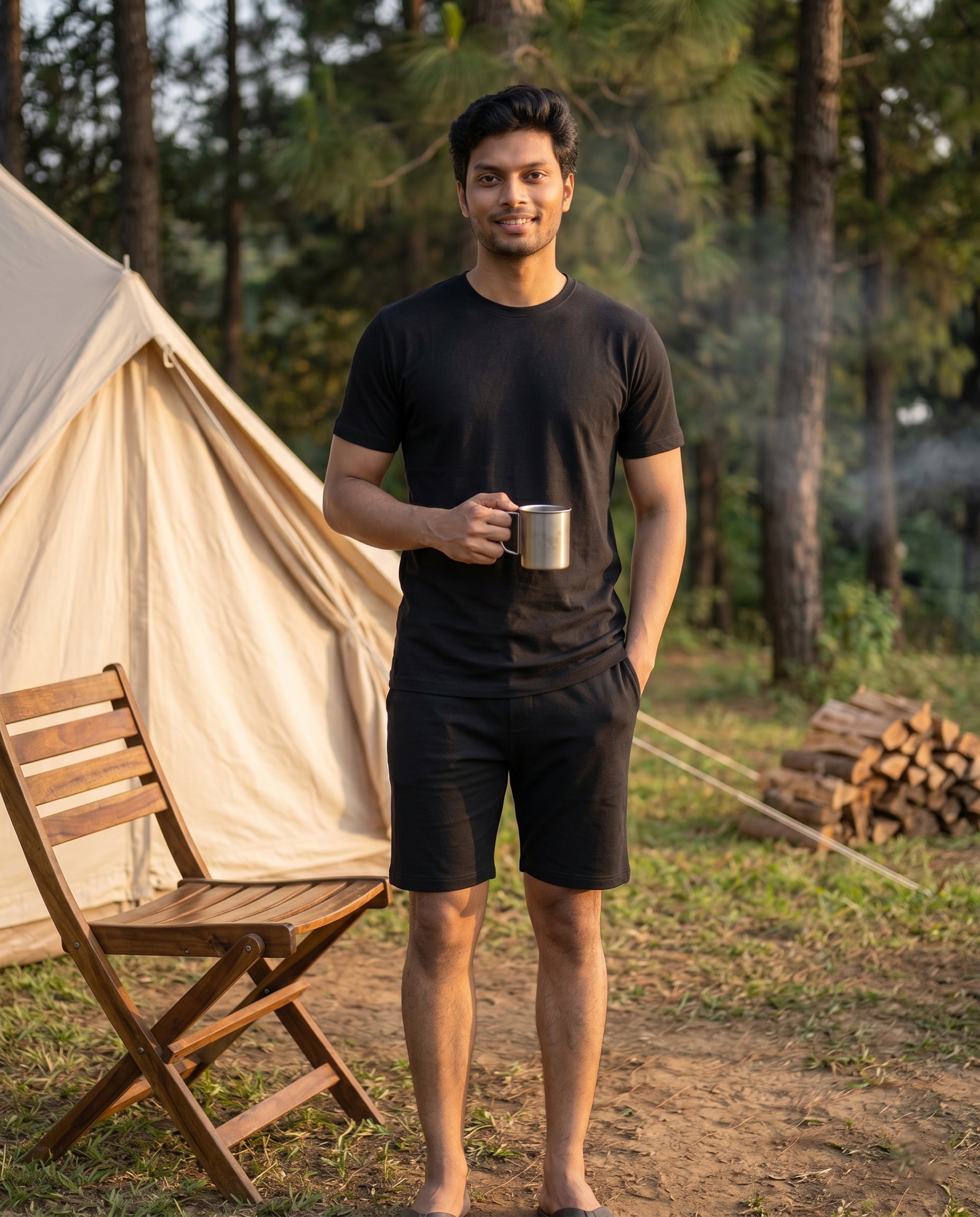 Hushy Bamboo Shorts  (True black)