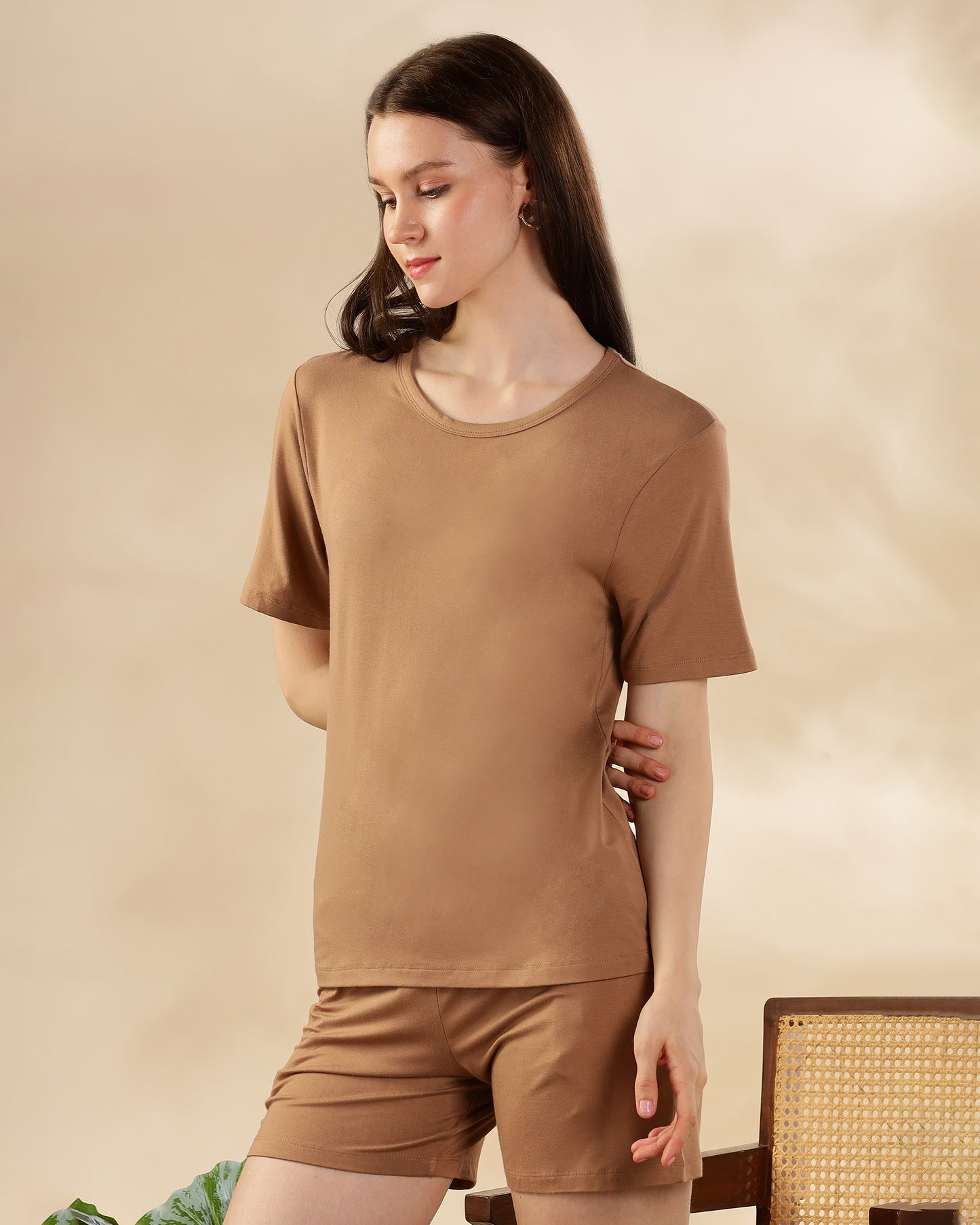 Celine Bamboo Tee  (Coffee Cream)