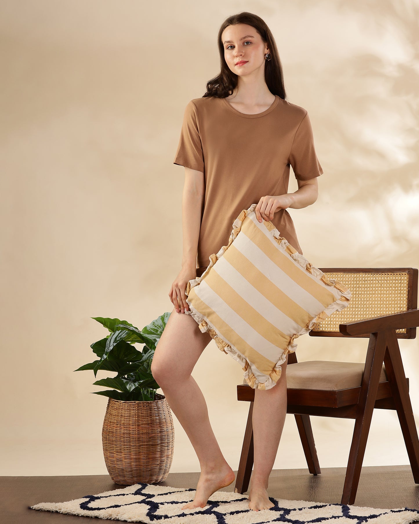 Celine Bamboo Tee  (Coffee Cream)