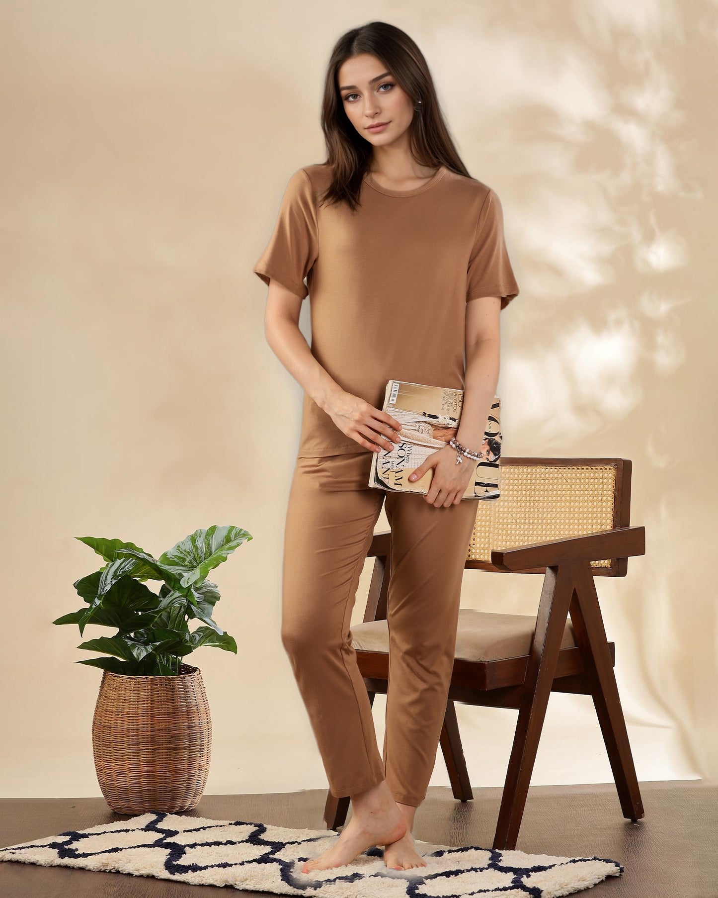 Celine Bamboo Tee  (Coffee Cream)