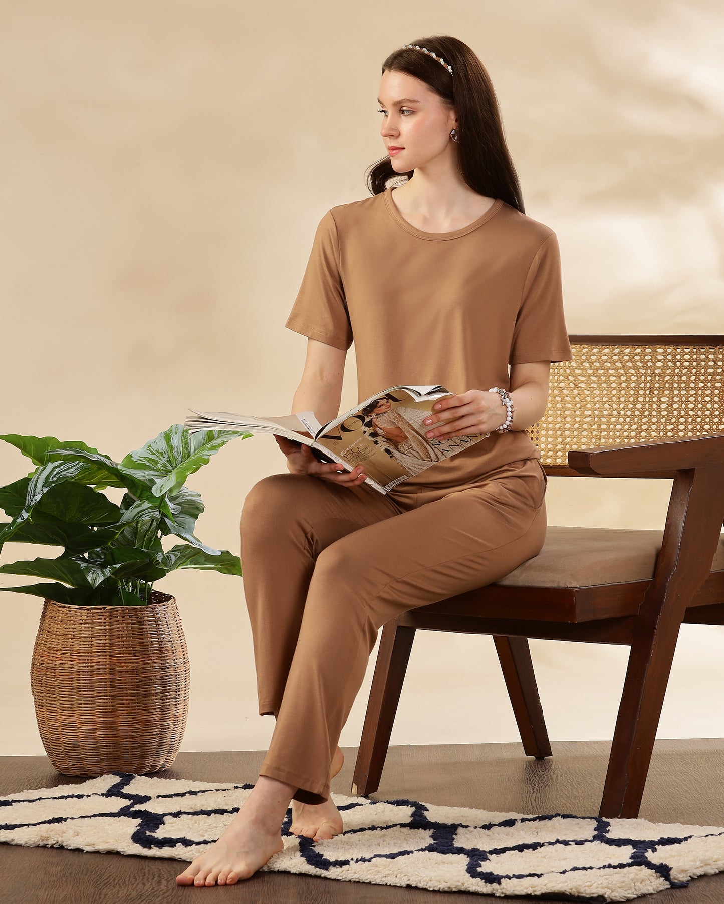 Celine Bamboo Tee  (Coffee Cream)