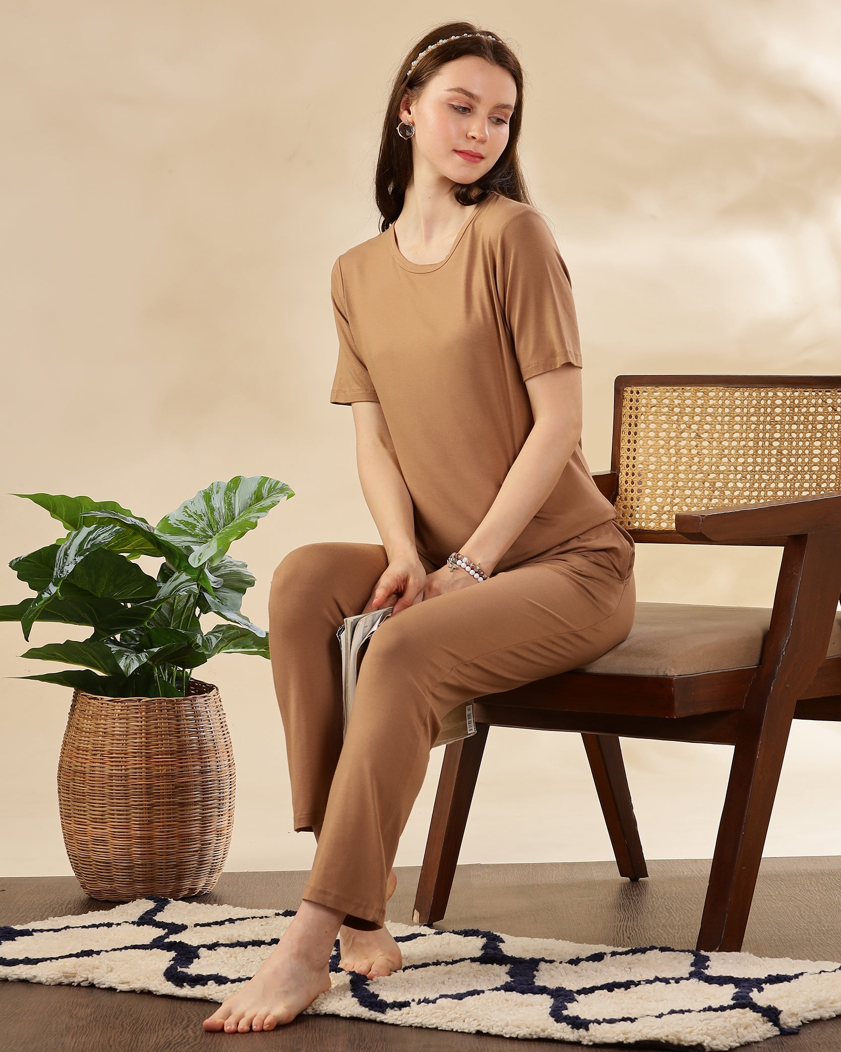 Pearle Bamboo Pant  (Coffee Cream)