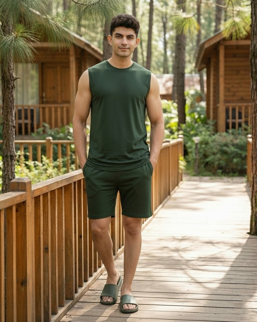AirKnit Tee + Shorts  (Dark Green)