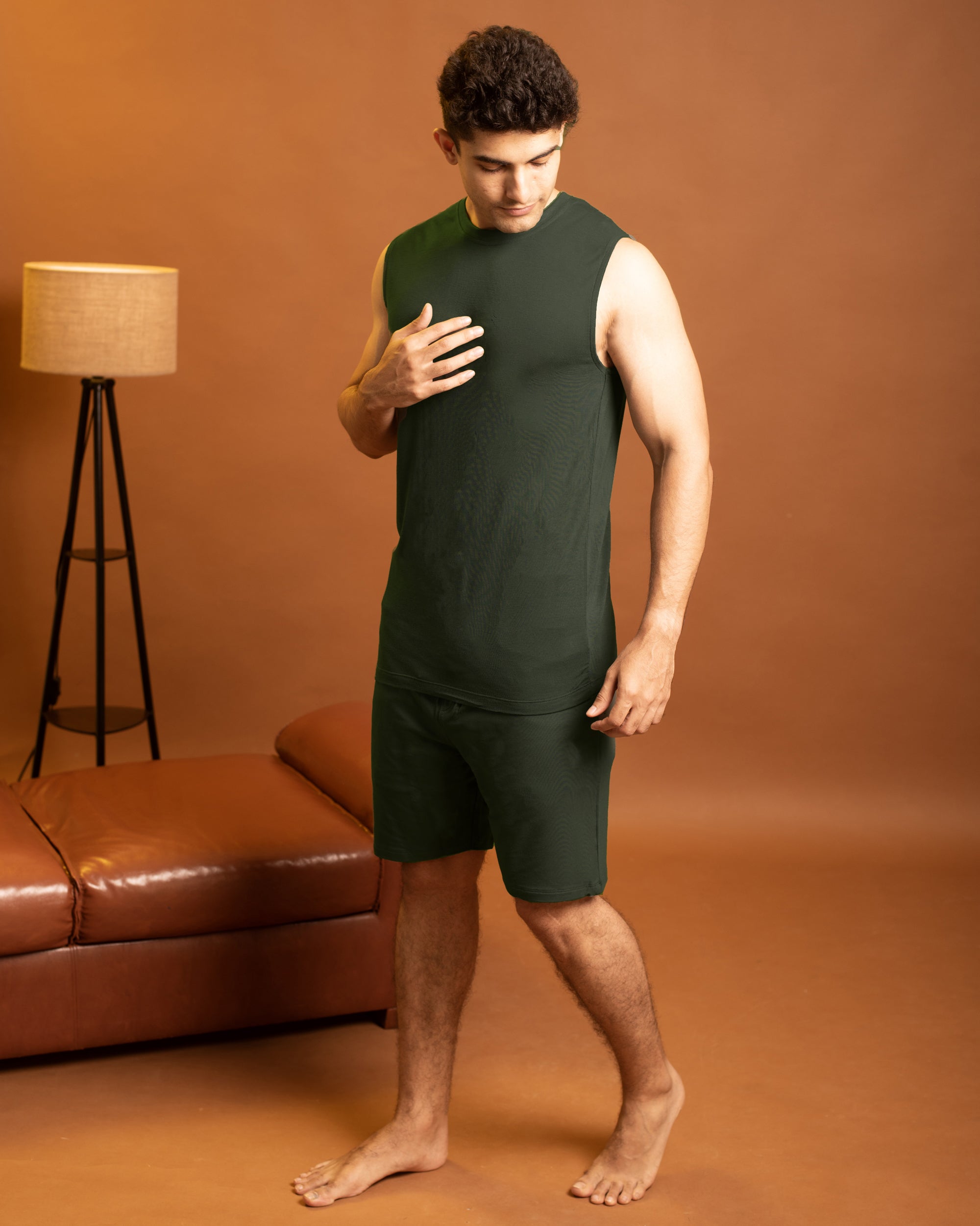 Hushy Bamboo Shorts  (Dark Green)