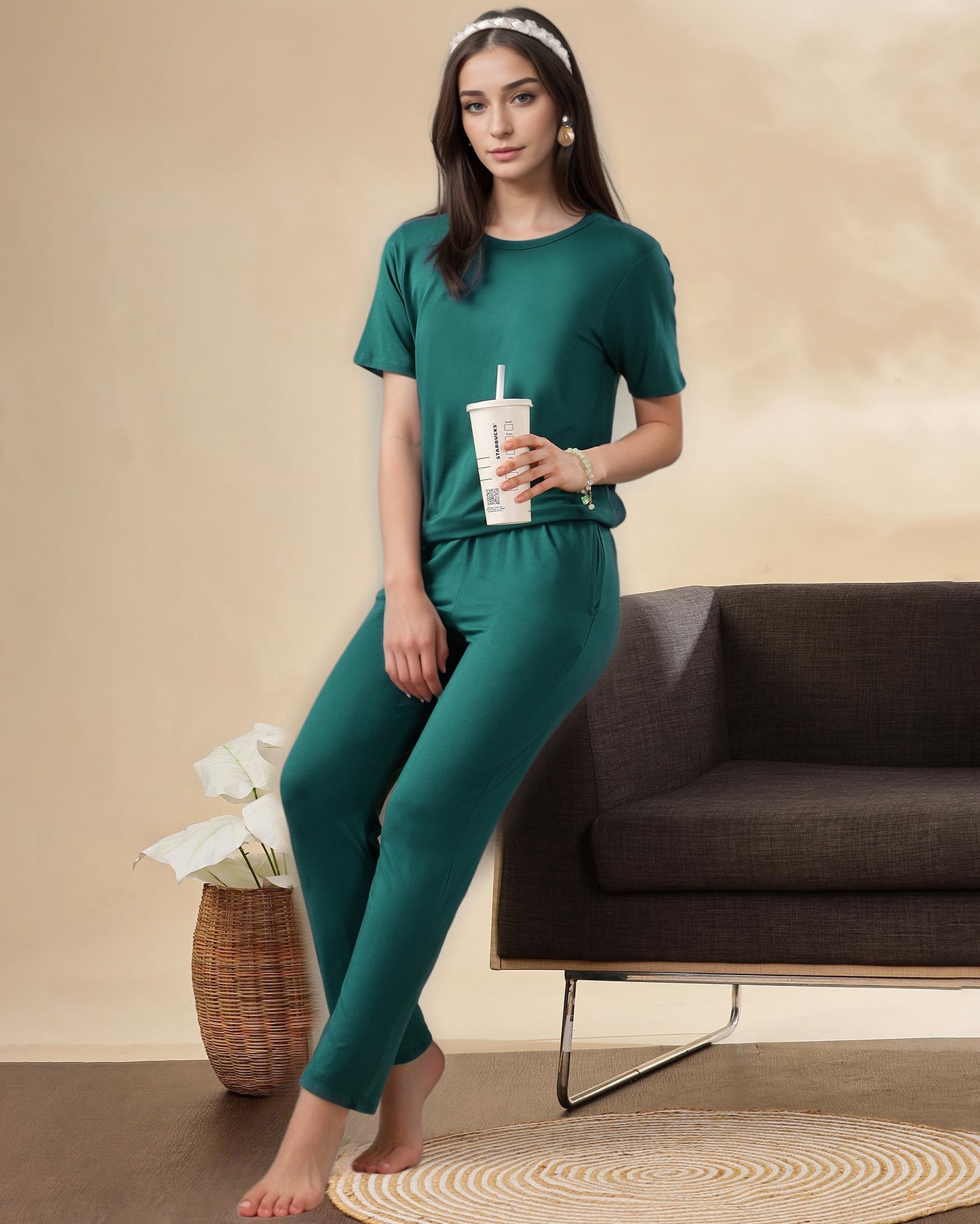 Celine Bamboo Tee  (Forest Green)