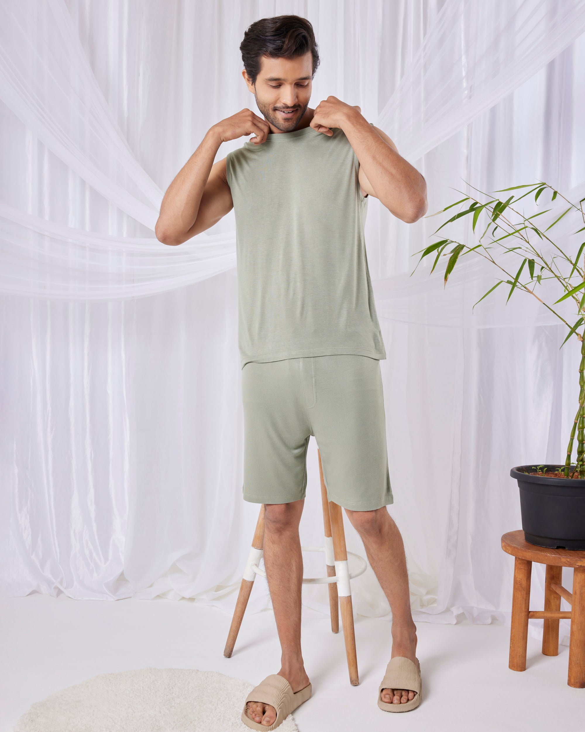 Hushy Bamboo Shorts  (Laurel Green)