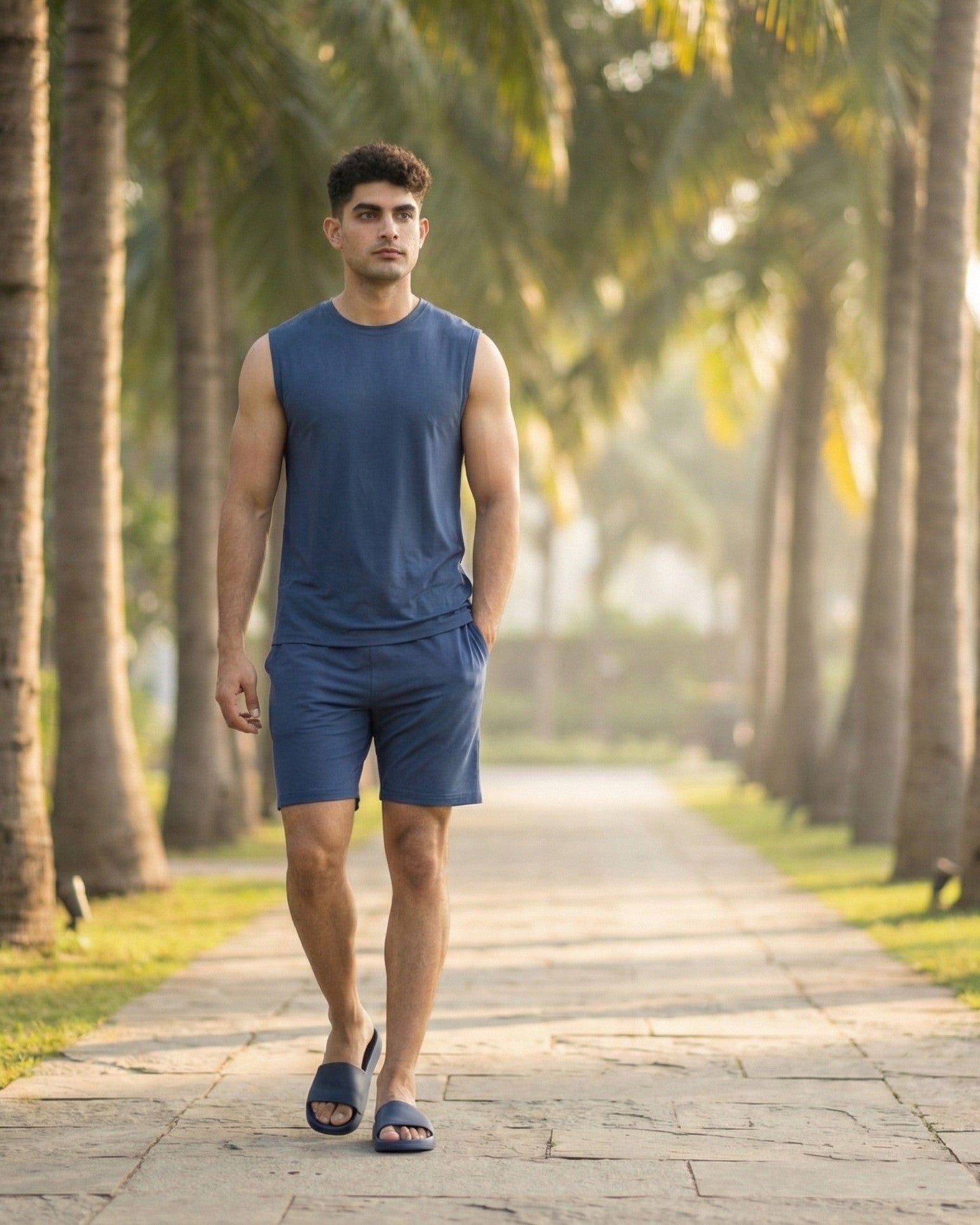 AirKnit Tee + Shorts  (Navy Blue)