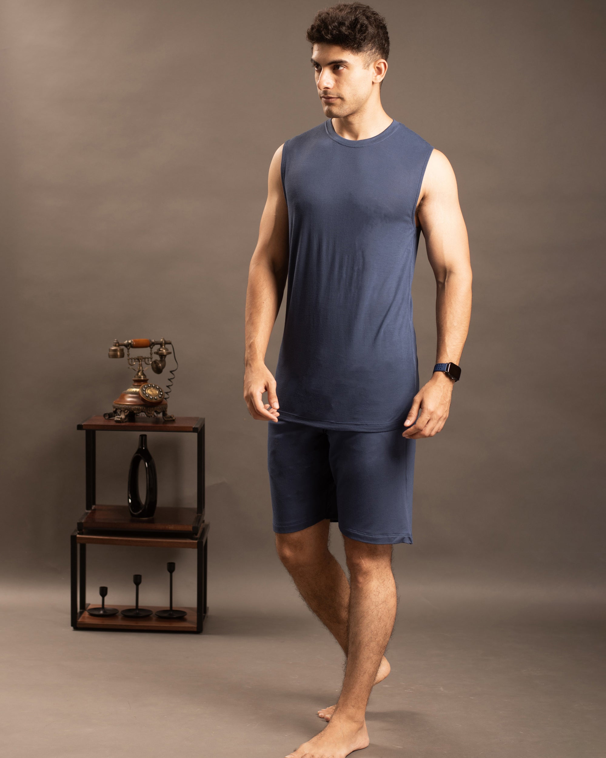 AirKnit Tee + Shorts  (Navy Blue)