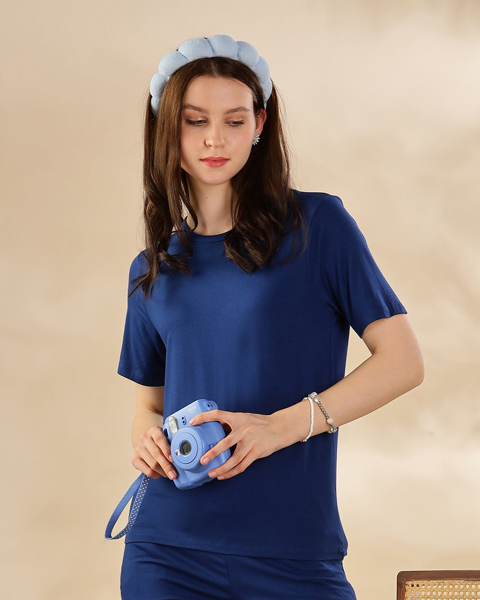 Celine Bamboo Tee  (Night Blue)