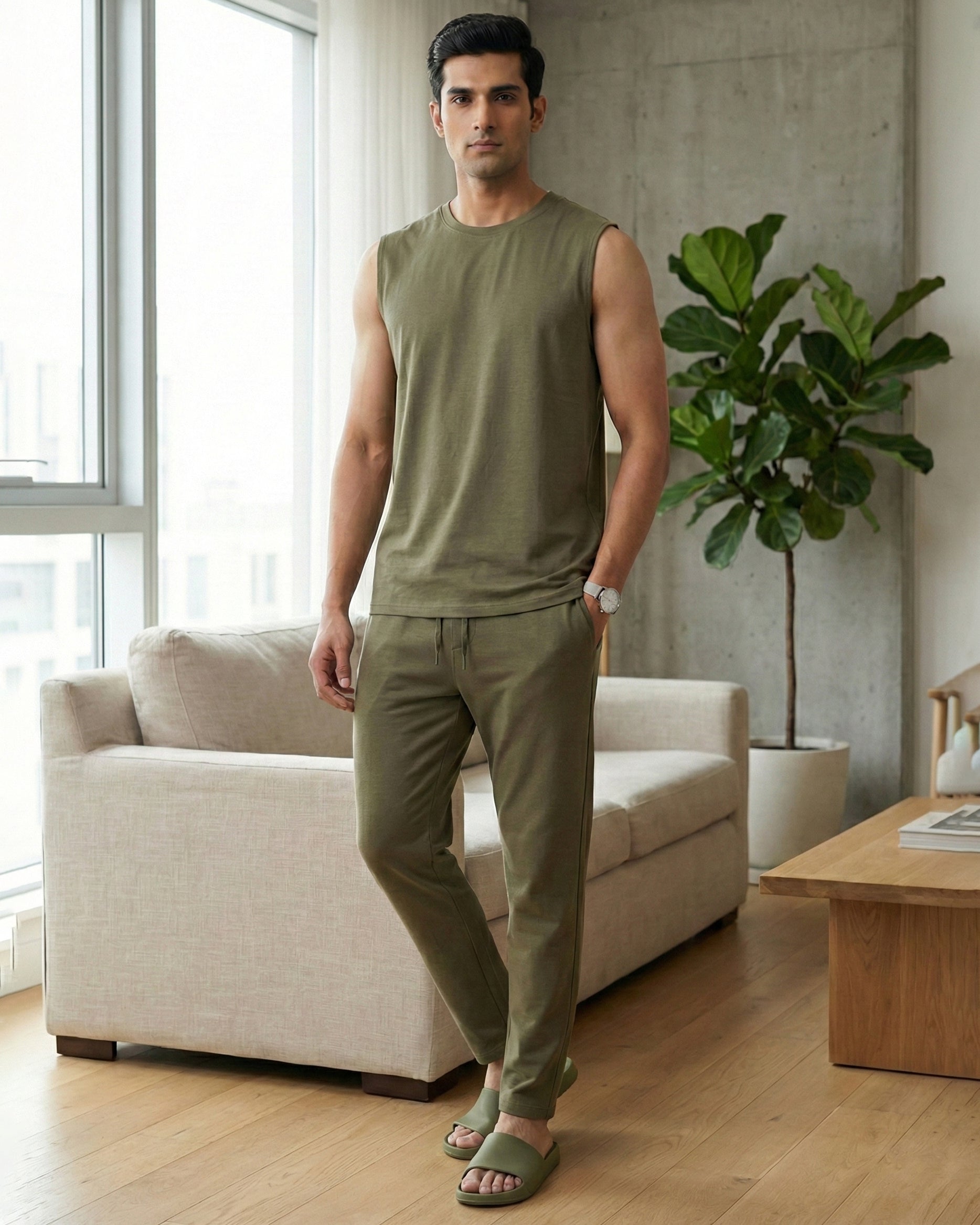AirKnit Tee + pant  (Olive Green)