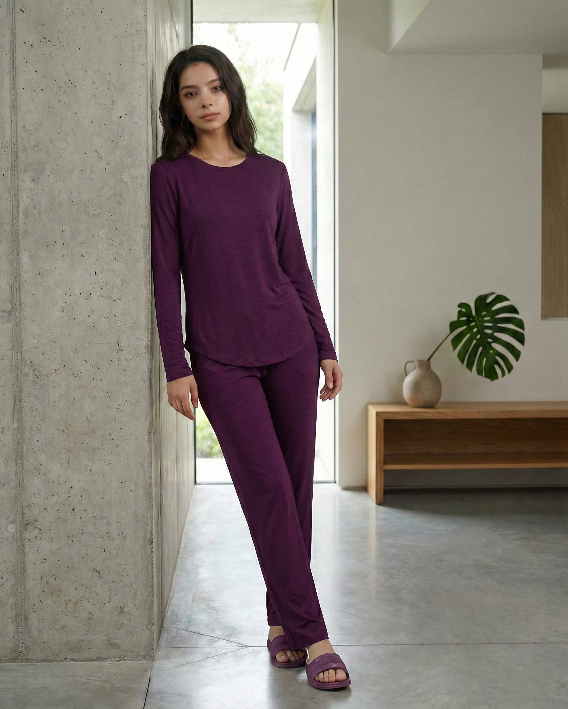 Estelle T-Shirt + Pant  (Purple Plum)