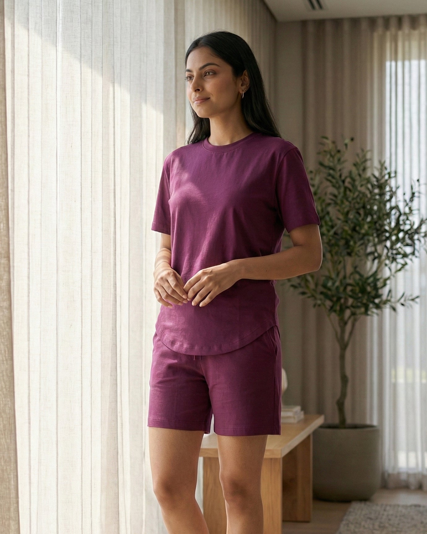 Celine T-Shirt + Shorts  (Purple Plum)