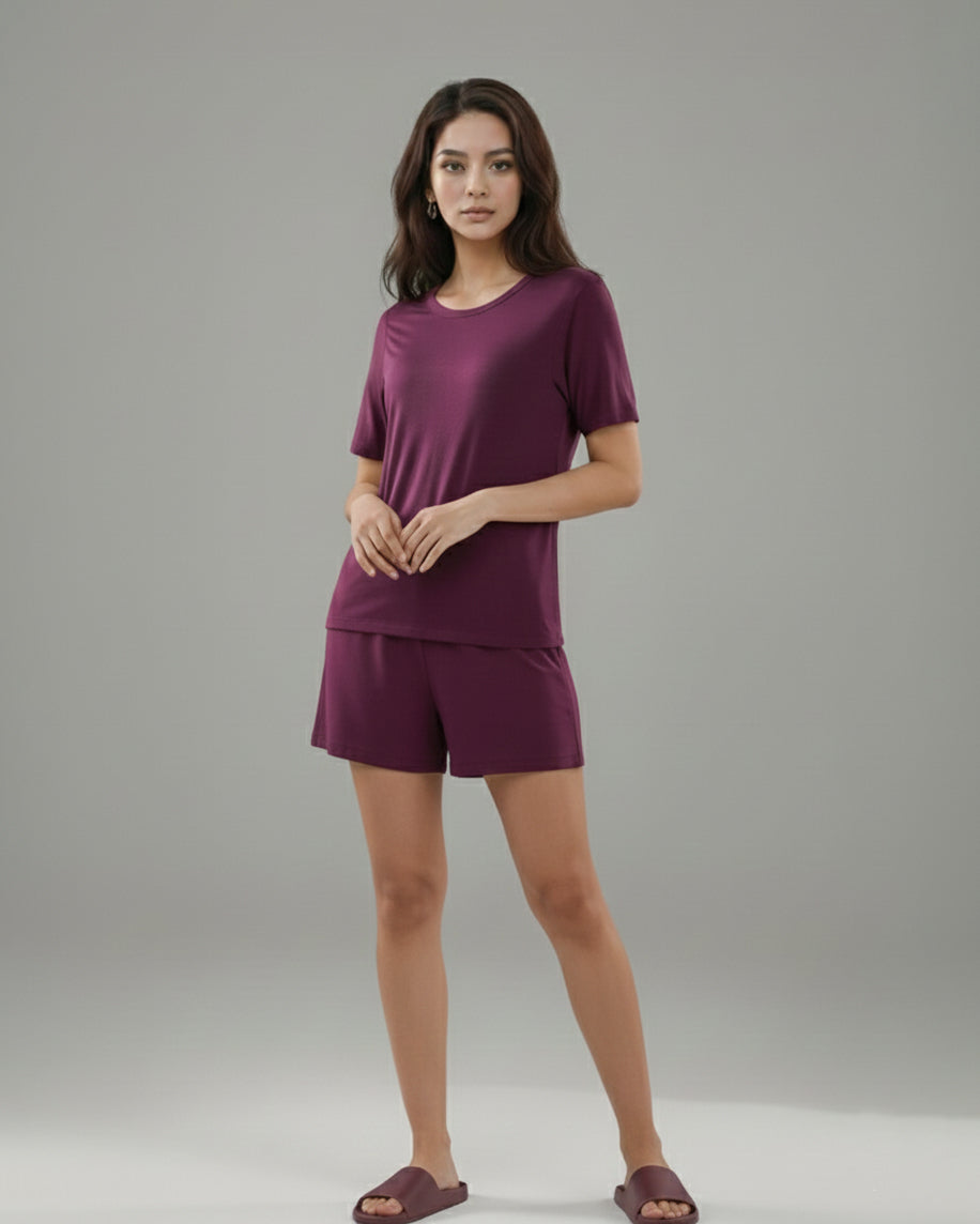 Nesta Bamboo Shorts  (Purple Plum)