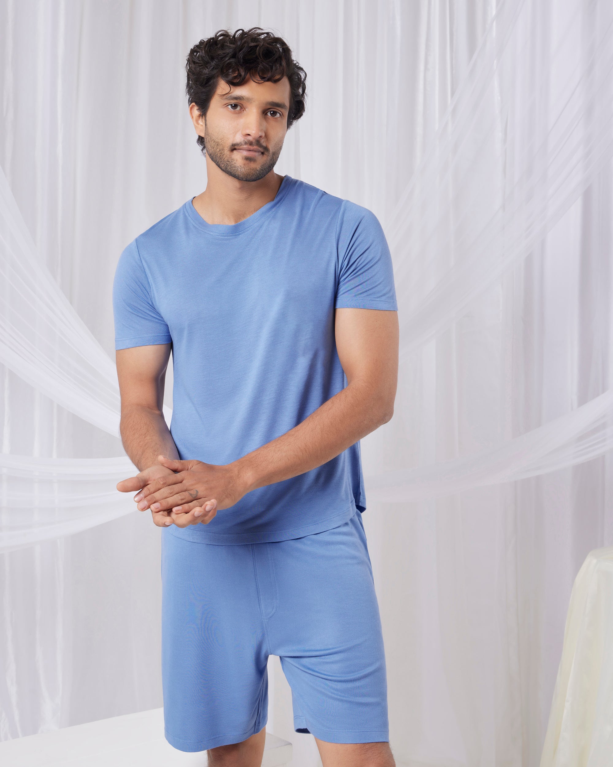 Hushy Bamboo Shorts  (Serene Blue)