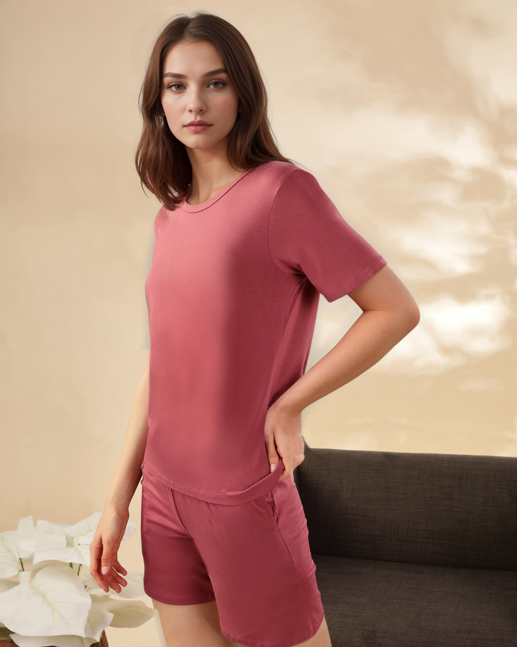 Celine Bamboo Tee  (Wild Rose)