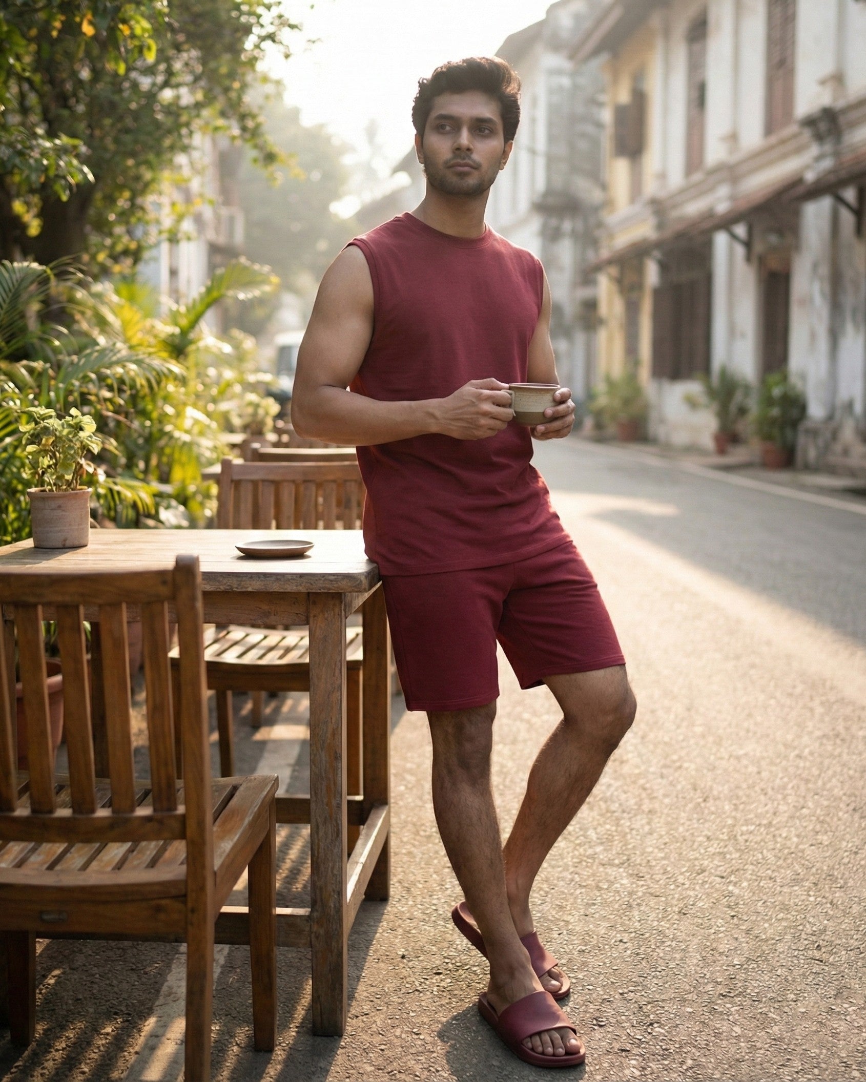 AirKnit Tee + Shorts  (Wine Maroon)