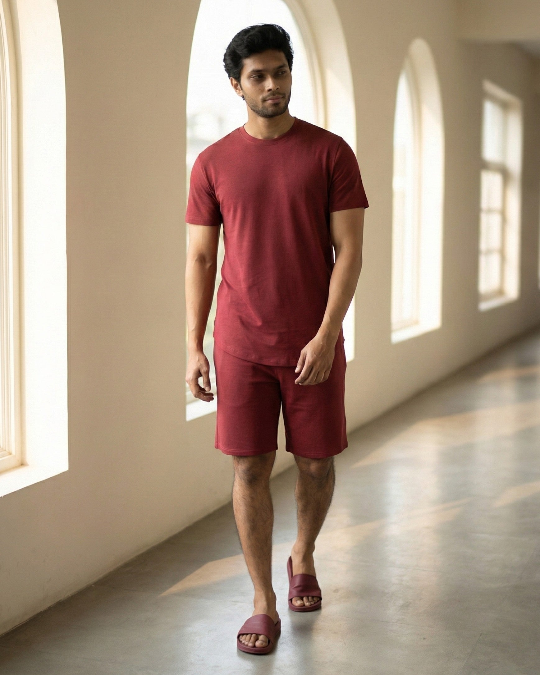 Cosmo T-Shirt + Shorts  (Wine Maroon)