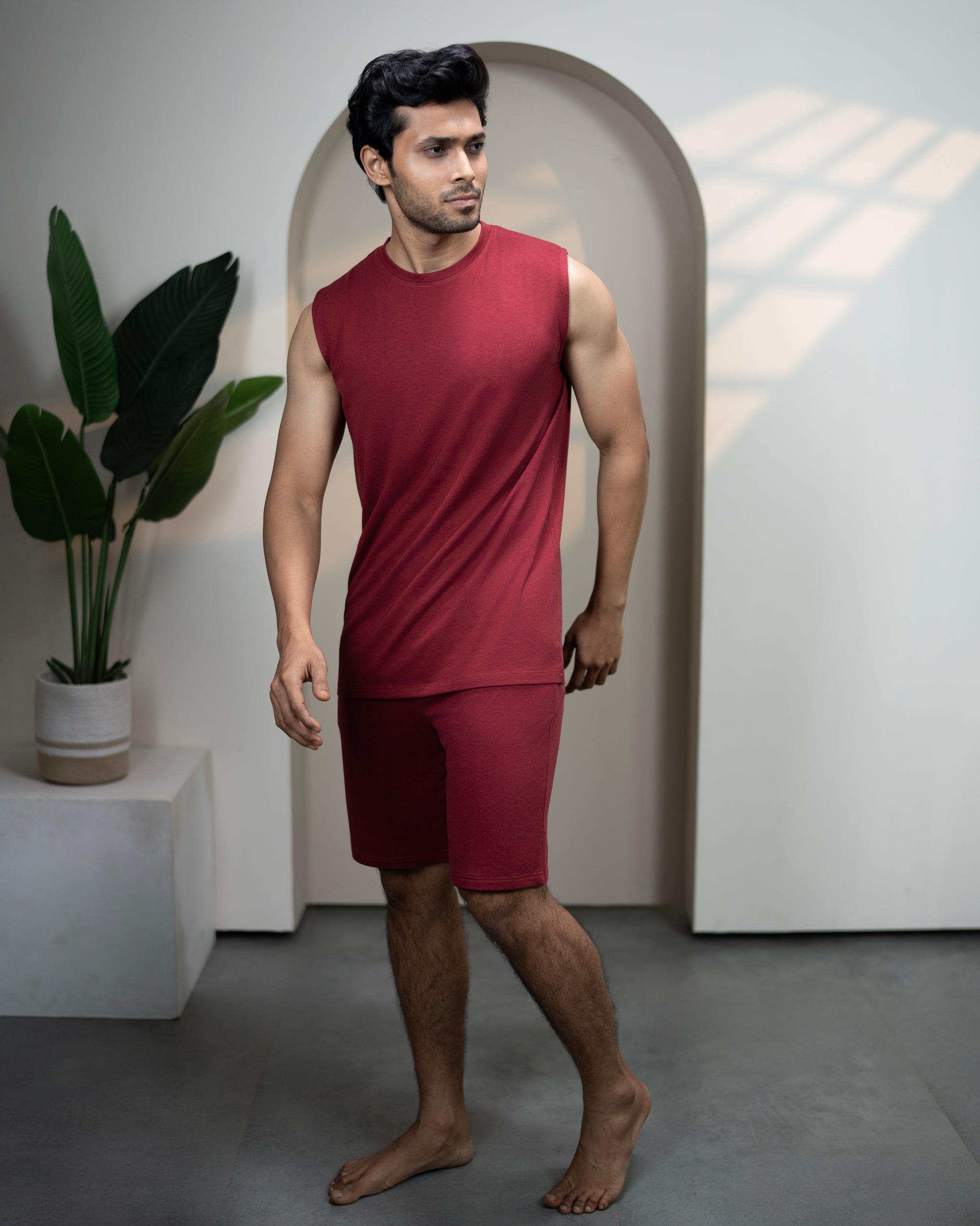 Hushy Bamboo Shorts  (Wine Maroon)